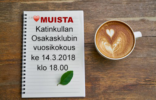 Katinkullan Osakasklubin vuosikokous 14.3.2018 Helsingissä